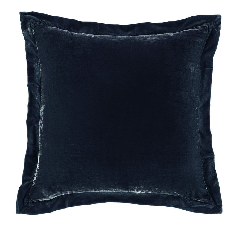 Sierpnia Silk Look Velvet Flanged 27 X 27 Euro Sham - Midnight Blue