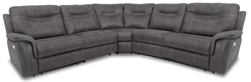 Cyr 5-Piece Faux Suede Power Reclining Sectional - Grey