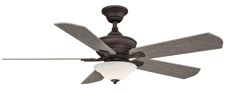 Barnsbury 52" Ceiling Fan with Glass Bowl Light - Weathered Wood/Matte Greige