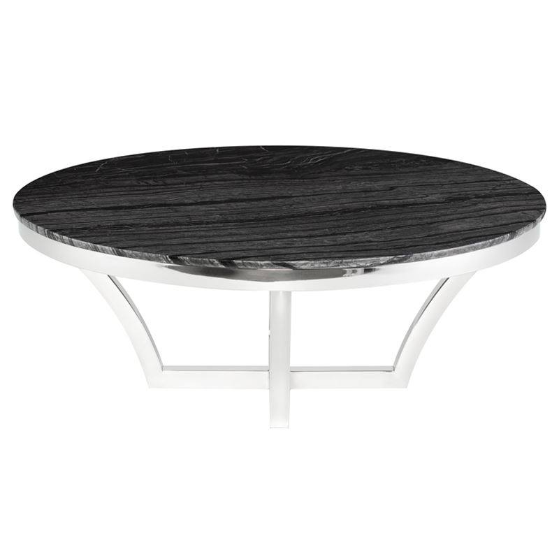 Aurora Marble Coffee Table - Black Wood Vein/Silver
