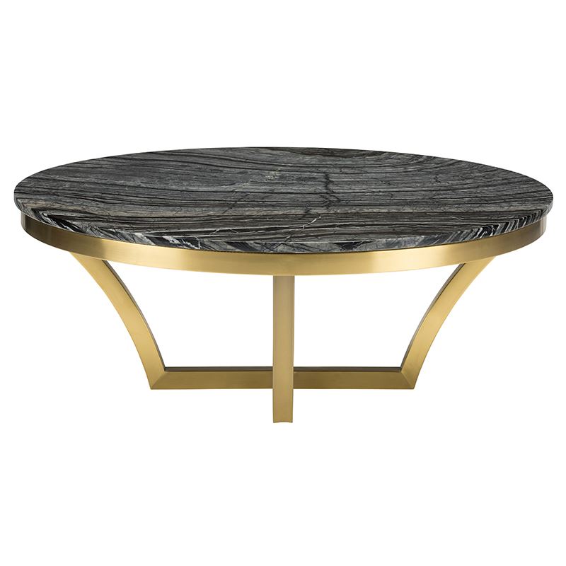 Aurora Marble Coffee Table - Black Wood Vein/Gold