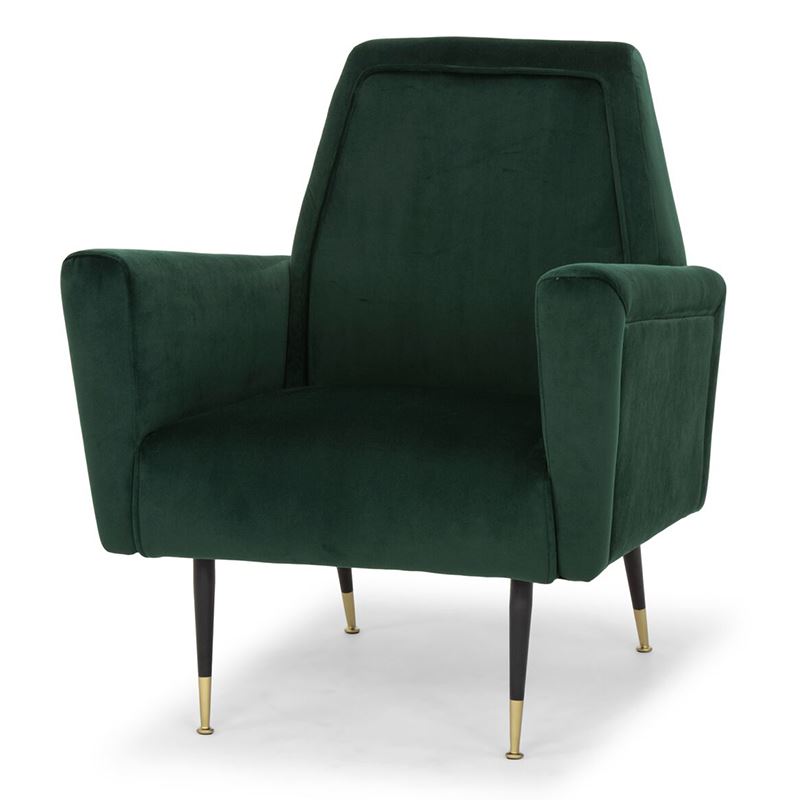 Victor Velvet Accent Arm Chair - Emerald Green