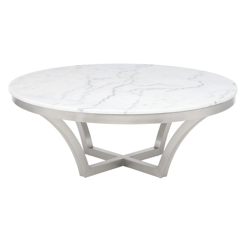 Aurora Marble Coffee Table - White/Silver