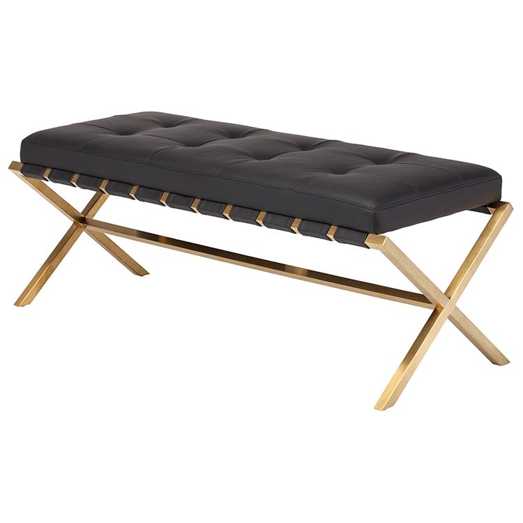 Auguste 59" Stainless Steel Bench - Black/Gold