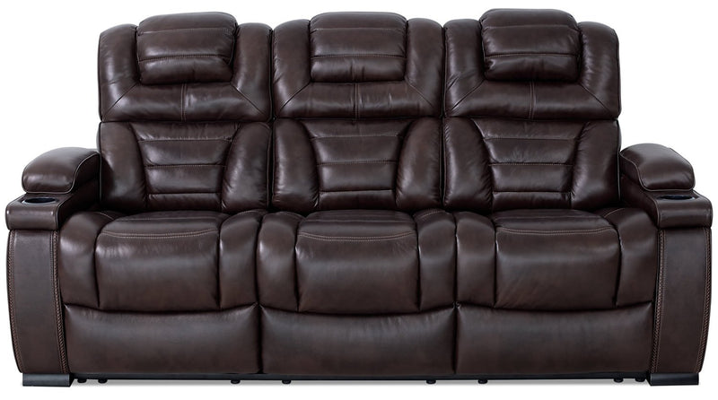 Costa Genuine Leather Power Reclining Sofa - Brown