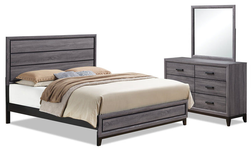 Lucila 5-Piece Queen Bedroom Set - Grey-Brown