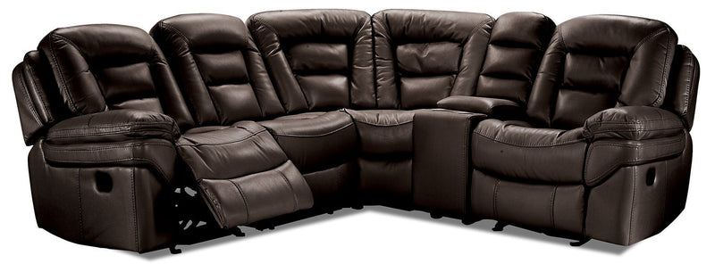 Quin 5-Piece Reclining Sectional with Console - Walnut