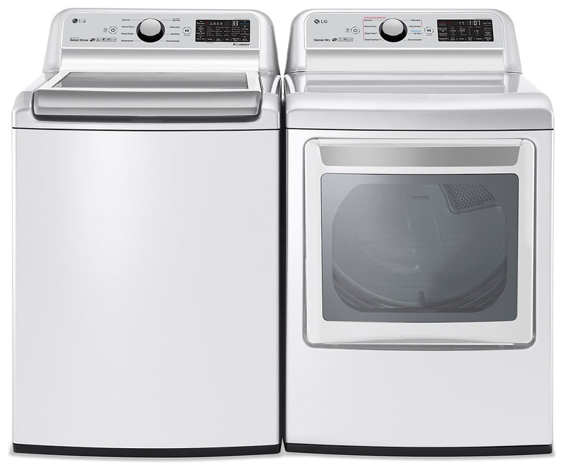 LG 5.8 Cu.Ft Top-Load Washer with TurboWash® and 7.3 Cu.Ft Dryer with TurboSteam® - White