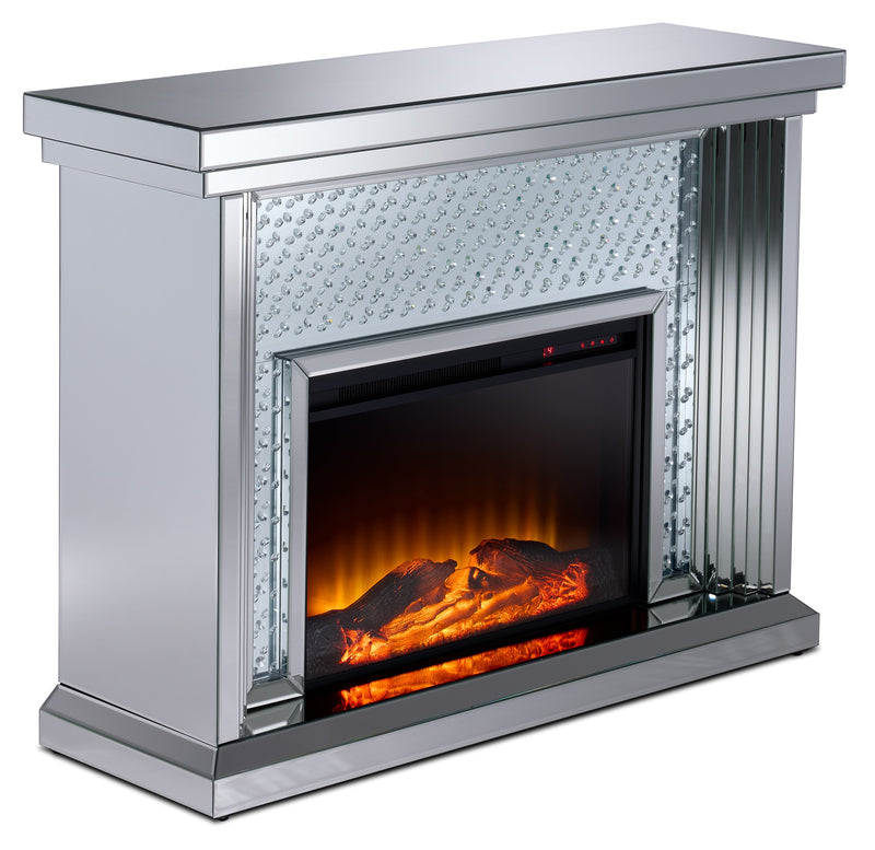 Anita Fireplace With Log Insert - Mirrored Glass