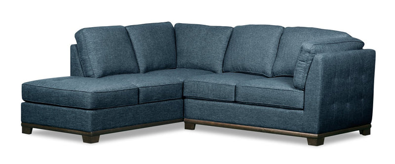 Oxford 2-Piece Linen-Look Fabric Left-Facing Sectional - Blue