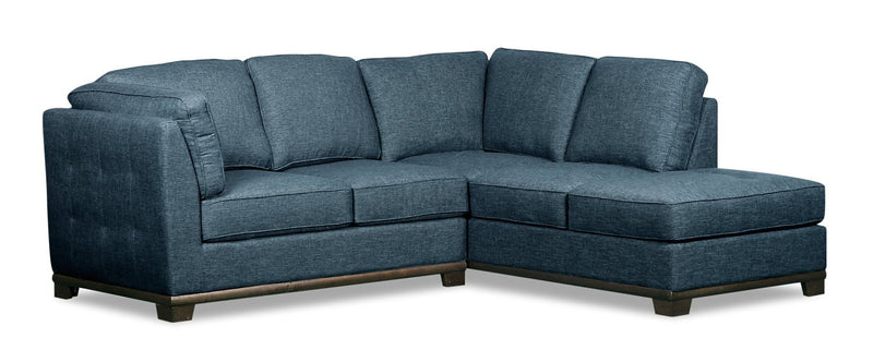 Oxford 2-Piece Linen-Look Fabric Right-Facing Sectional - Blue