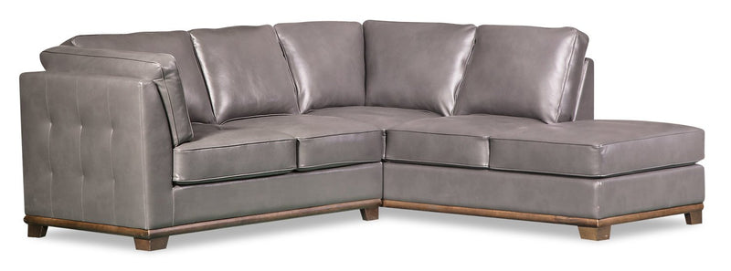 Oxford 2-Piece Leather-Look Fabric Right-Facing Sectional - Grey