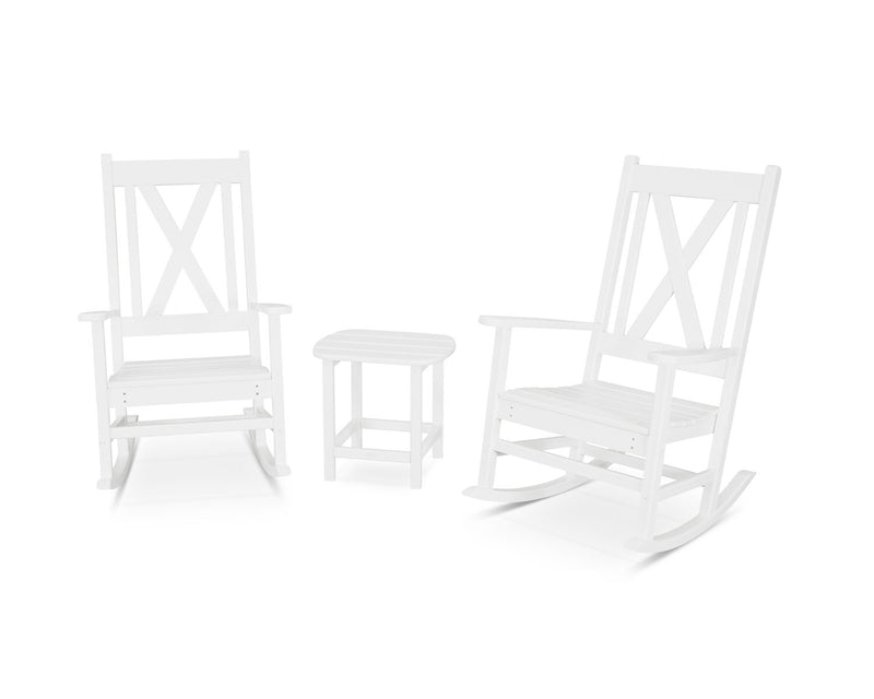 POLYWOOD® Braxton 3-Piece Porch Rocking Chair Set in White