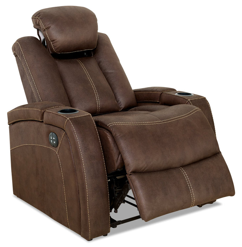 Terrell Faux Suede Power Reclining Chair - Chocolate