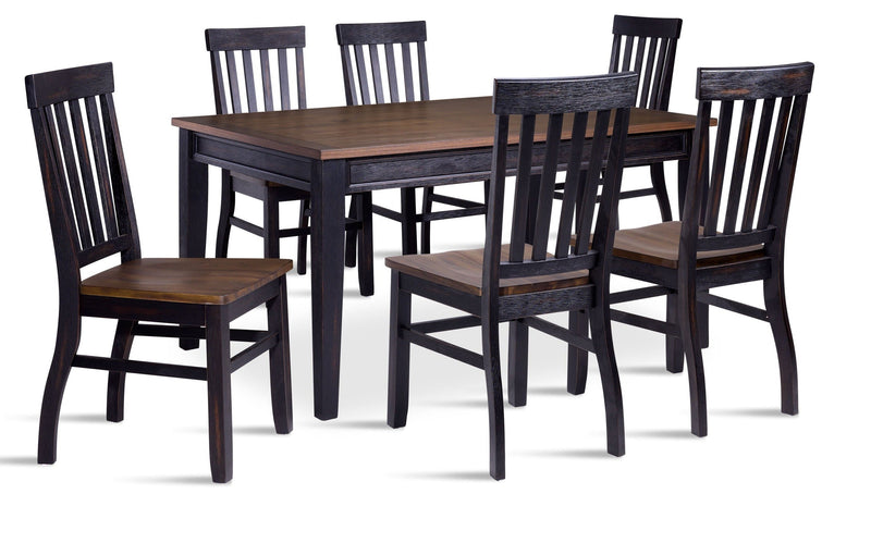 Grand Noir 7-Piece Dinette Set - Ebony/Driftwood