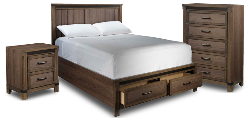 Verdandi 5-Piece King Storage Bedroom Set - Rustic Oak