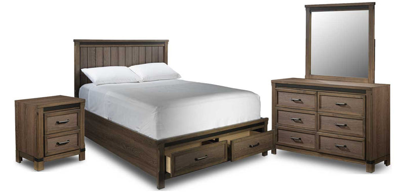 Verdandi 6-Piece Queen Bedroom Set with Storage - Rustic Oak