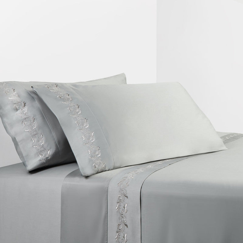Orono 4 Pc. Queen Embroidered Sheet Set - Grey