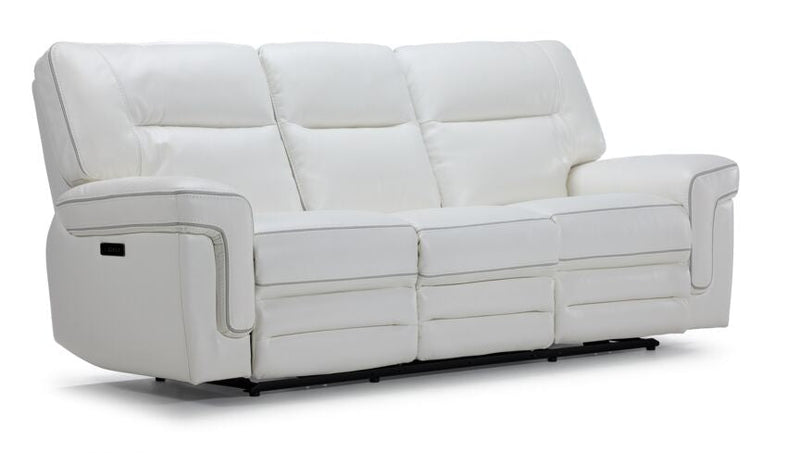 Carwell Dual Power Reclining Sofa with Drop Down Table - White