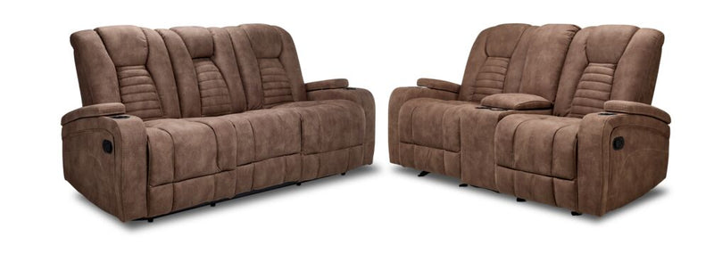 Langsdale Reclining Sofa and Loveseat Set - Mocha