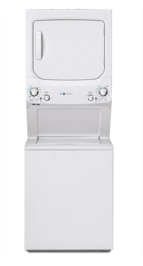 GE White Unitized Spacemaker Washer (4.5 Cu.Ft.) and White Electric Dryer (5.9 Cu.Ft.) - GUD27EEMNWW