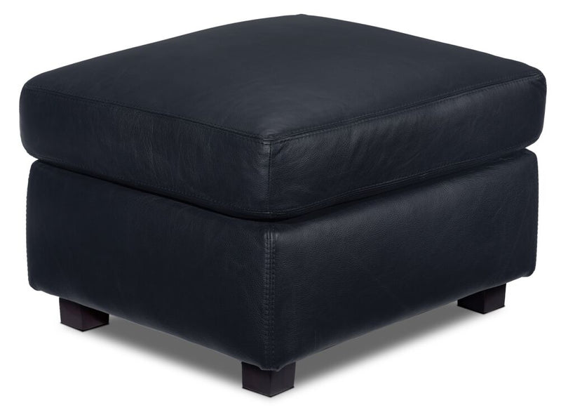 Webster Leather Ottoman - Navy