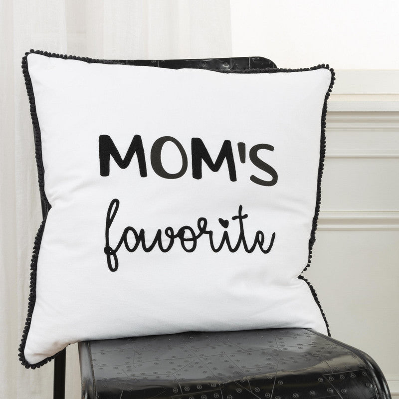 Wordie - IX Mom's Fave 20 X 20 Decorative Cushion - Black/ White