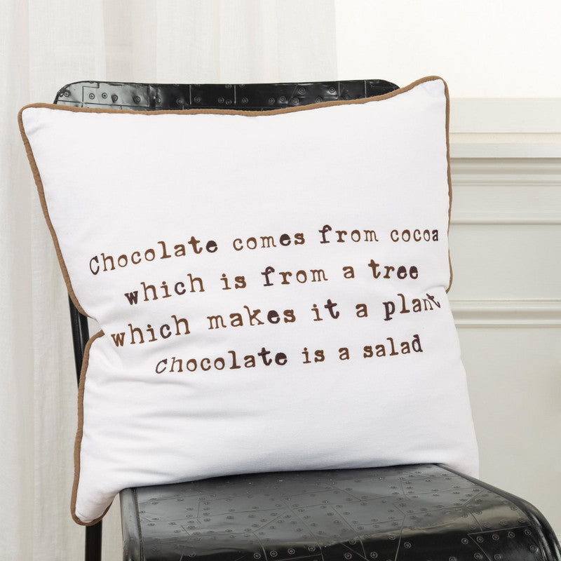 Wordie - XVI Chocolate 20 X 20 Decorative Cushion - Brown/ White