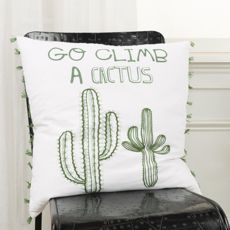 Wordie - XVII Cactus 20 X 20 Decorative Cushion - Green/ White