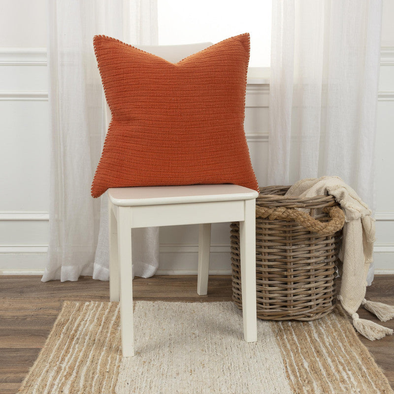 Stripey Solid 22 X 22 Decorative Cushion - Orange