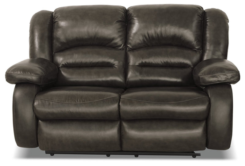 Sandford Genuine Leather Power Reclining Loveseat - Grey