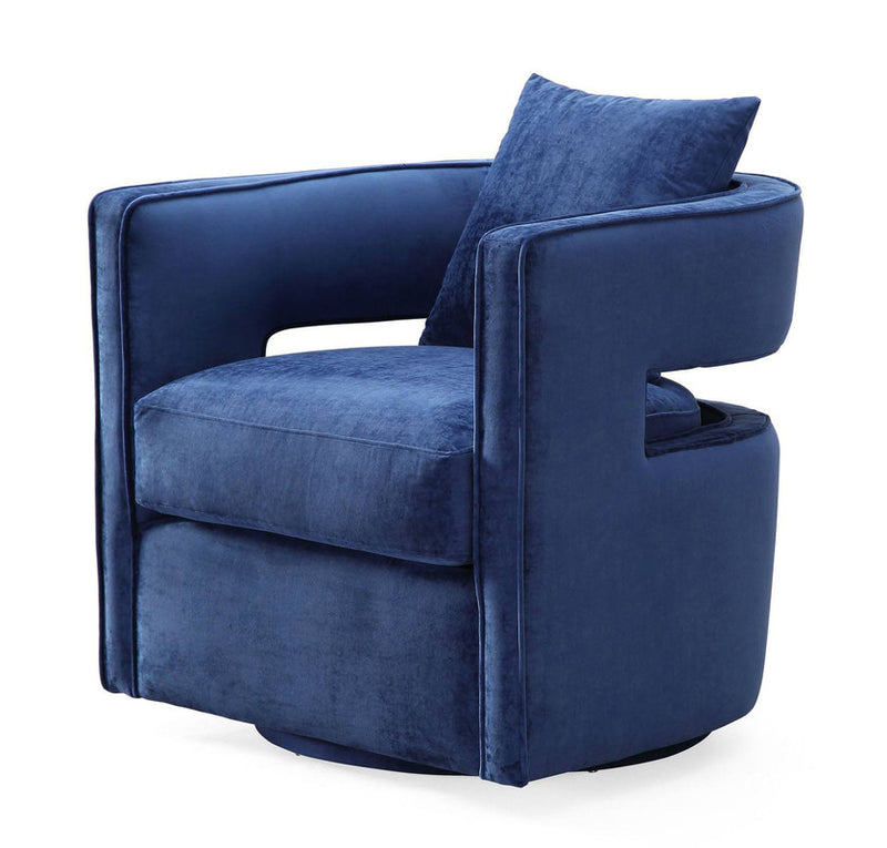 Esselen Velvet Swivel Accent Chair - Navy