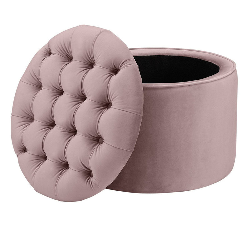 Lettie Velvet Storage Ottoman - Mauve