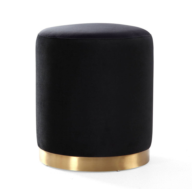 Krause Velvet Ottoman - Black/Gold