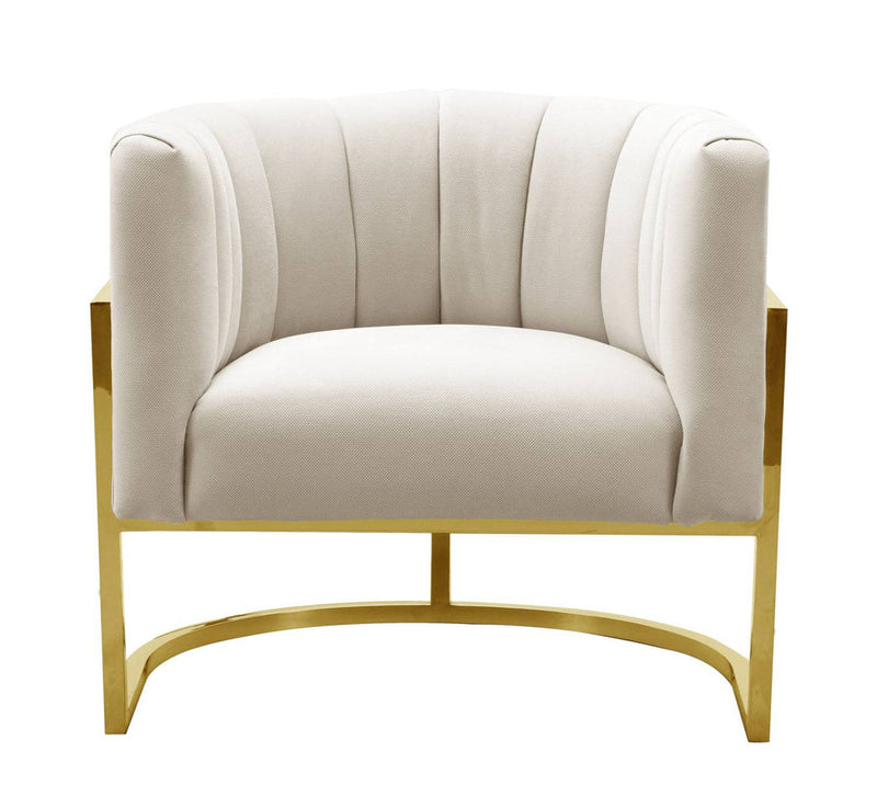 Indus Velvet Accent Chair - Cream/Gold