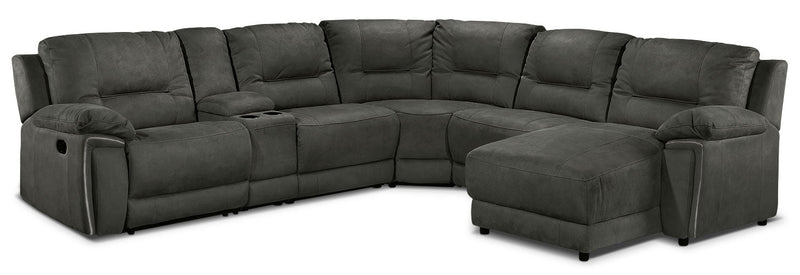 Halcyon 6-Piece Reclining Sectional with Right-Facing Chaise - Dark Grey