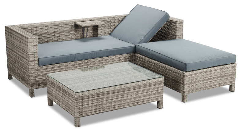 Manila 3-Piece Patio Lounger Set - Grey