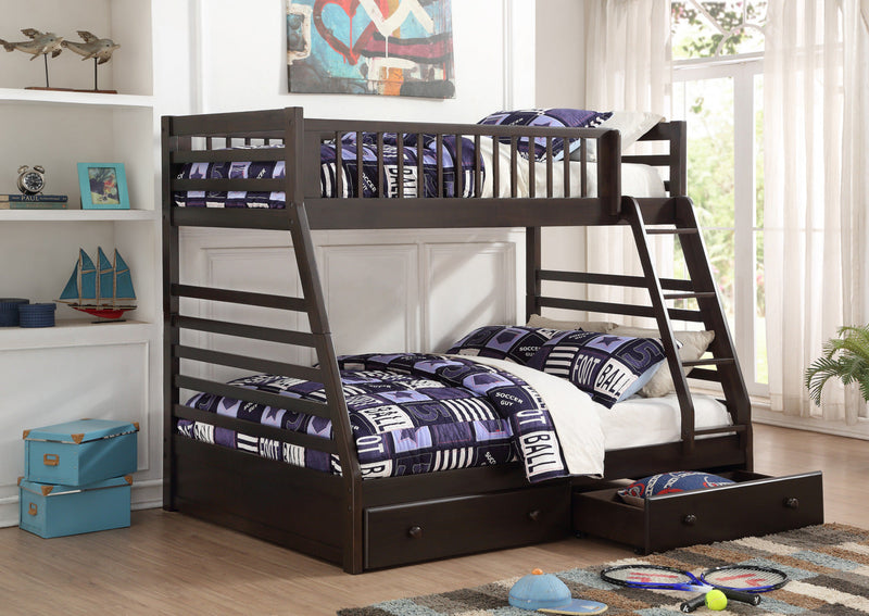 Galaxy Twin over Full Bunk Bed Grey Espresso