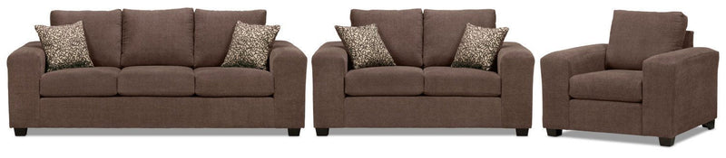 Knox Sofa, Loveseat and Chair Set - Light Brown
