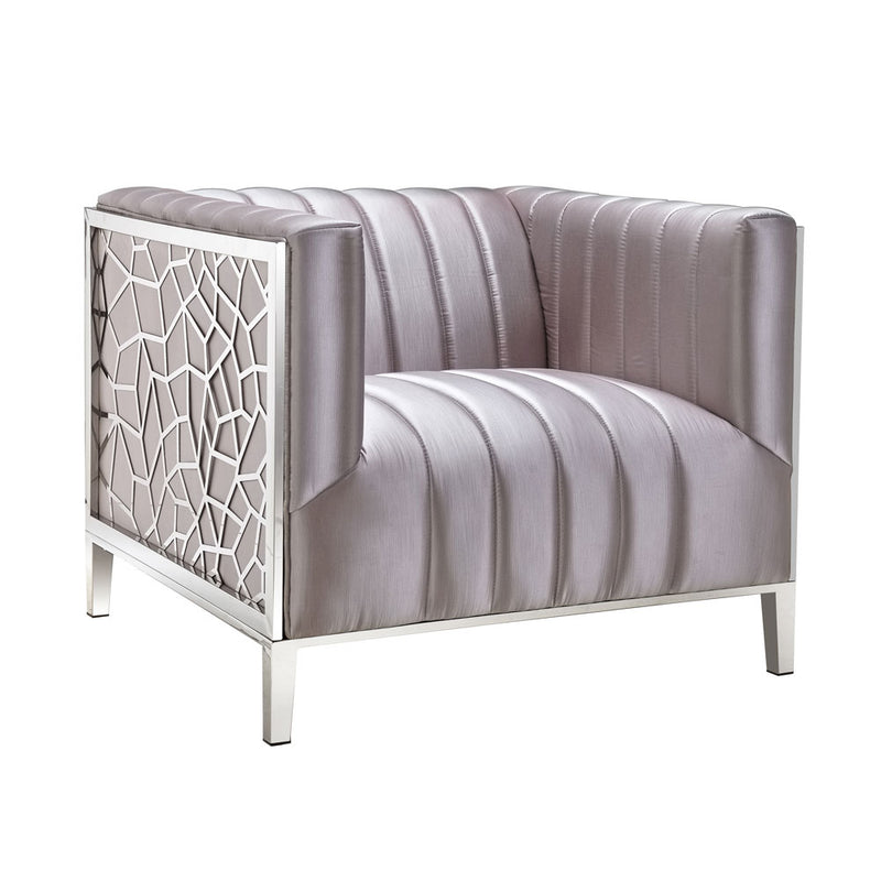 Mons Laser Cut Patterned Accent Chair - Grey