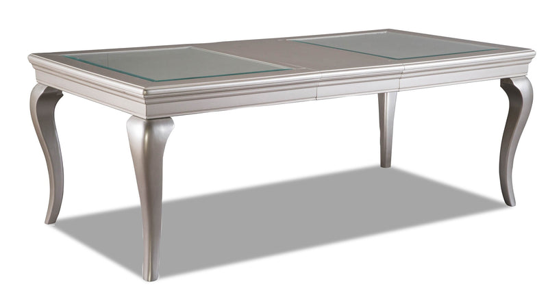 Diva Dining Table - Glam style Dining Table in Silver Asian Hardwood, Glass, Medium Density Fibreboard (MDF)