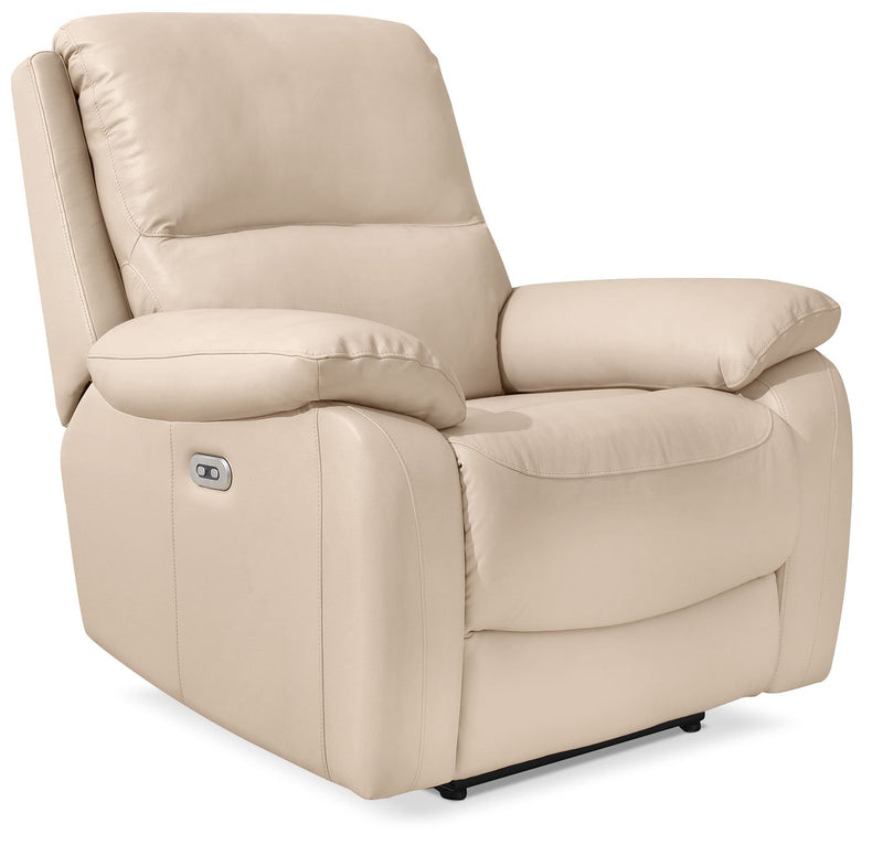 Orozco Genuine Leather Power Reclining Chair with Adjustable Headrest - Cream