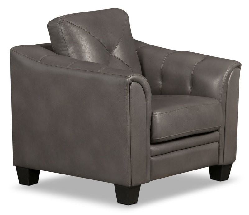 Henrick Leather-Look Fabric Chair - Grey