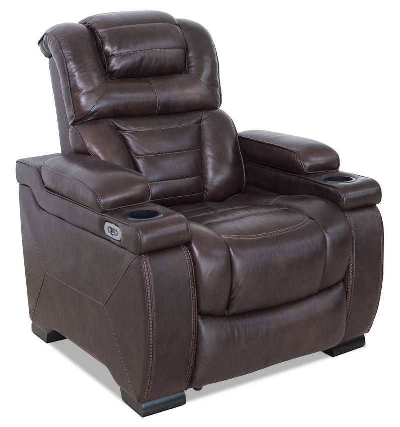 Costa Genuine Leather Power Reclining Chair - Brown