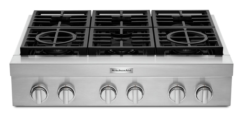 KitchenAid 36'' 6-Burner Commercial-Style Gas Range Top - KCGC506JSS