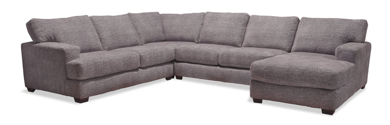 Carly 4-Piece Chenille Right-Facing Sectional - Dove Grey