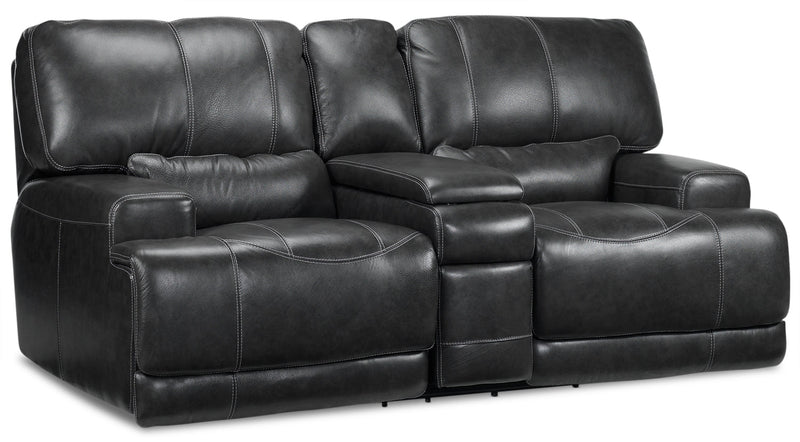 Tiernan Power Reclining Loveseat with Console - Charcoal