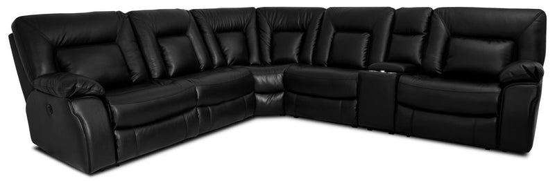 Mothel 6-Piece Leather-Look Power Reclining Sectional - Black