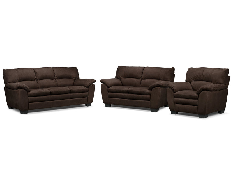 Maree Sofa, Loveseat and Chair Set - Walnut