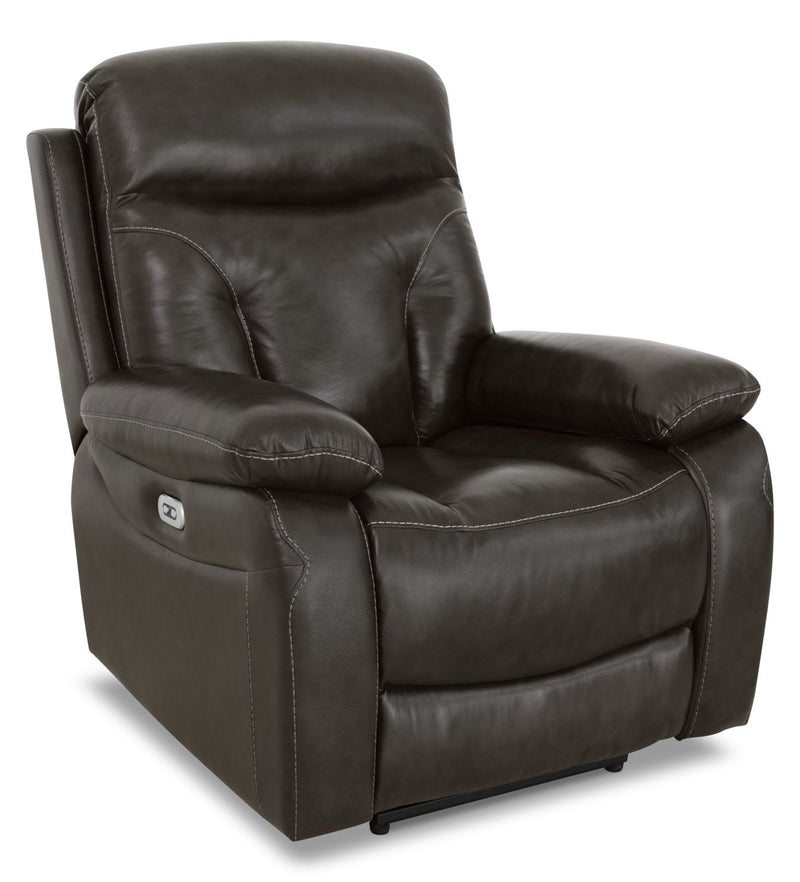 Allence Genuine Leather Power Reclining Chair - Steel